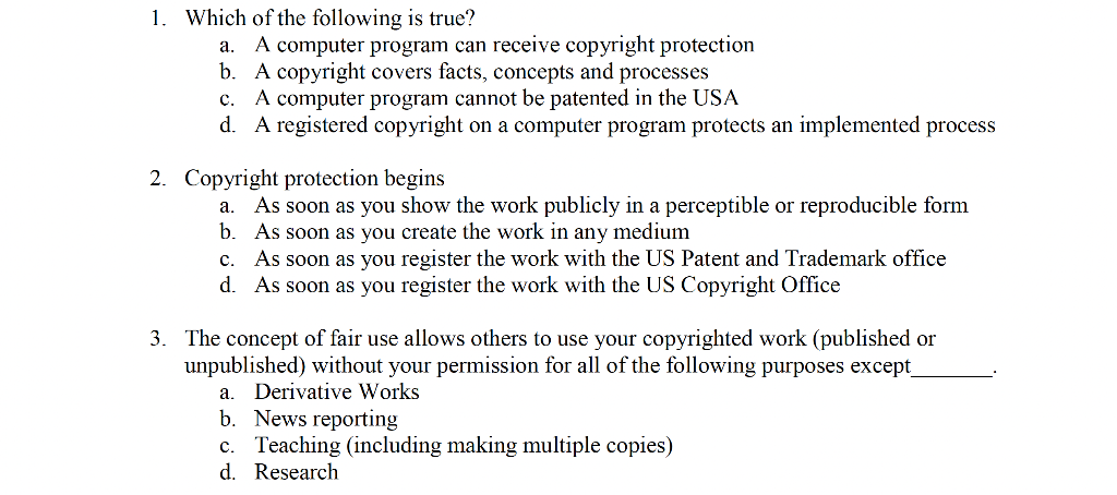 help! 1. Which of the following is true? a. A