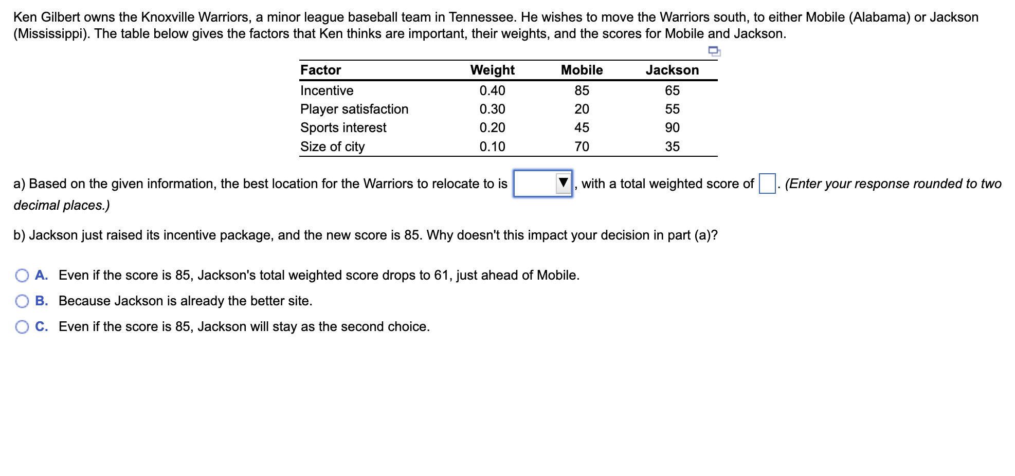 The activities described by the following table