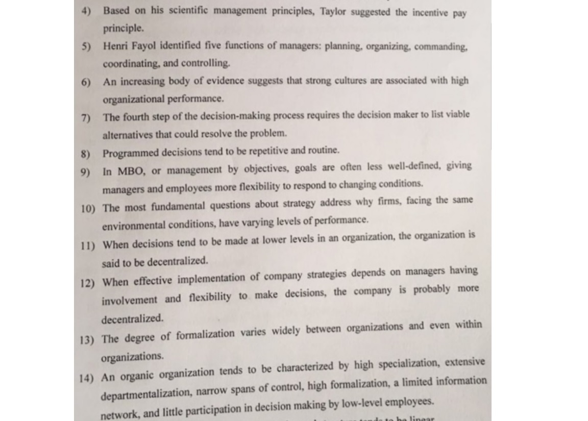 True OR False 4) Based on his scientific