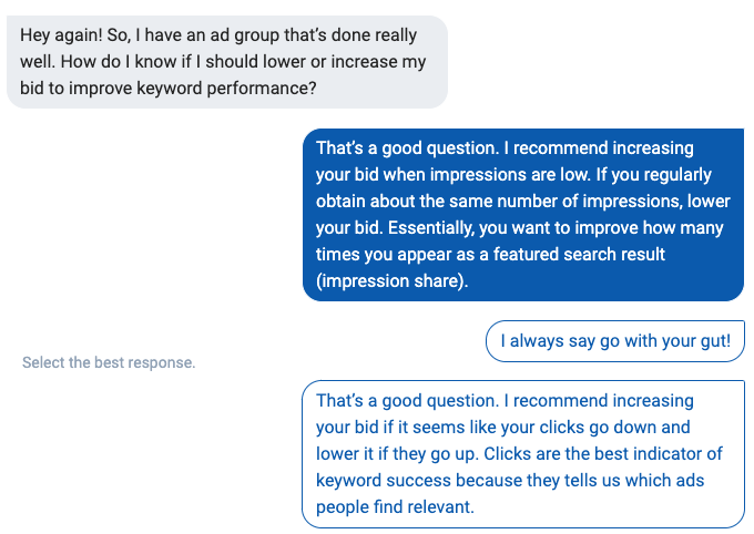 Which response should I choose for each of these?