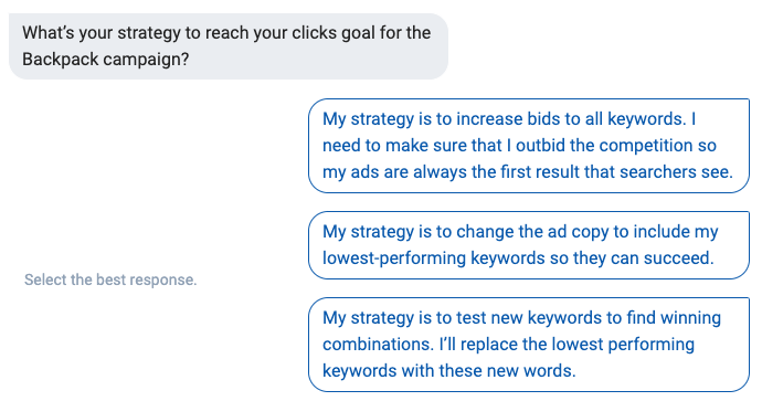 Which response should I choose for each of these?