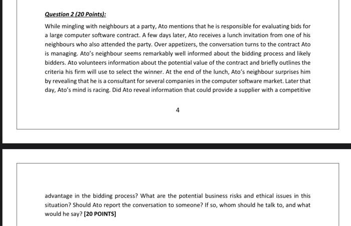 Question 2 (20 Points): While mingling with