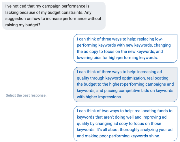 Which response should I choose for each of these?