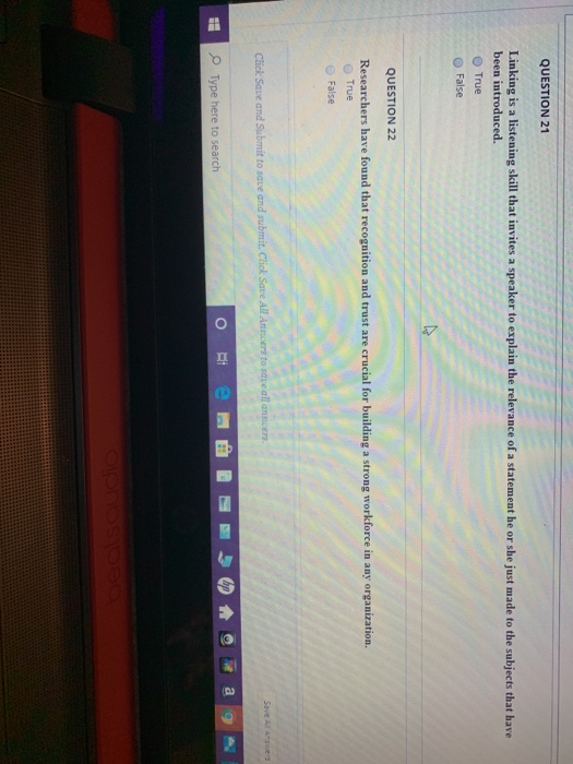 QUESTION 21 Linking is a listening skill that