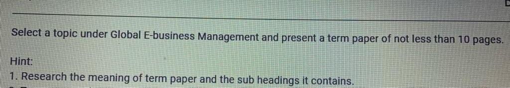 Select a topic under Global E-business Management