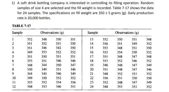 1) A soft drink bottling company is interested in