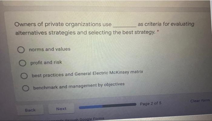 Owners of private organizations use alternatives