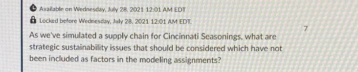 7 Available on Wednesday, July 28, 2021 12:01 AM