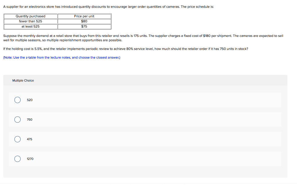 A supplier for an electronics store has