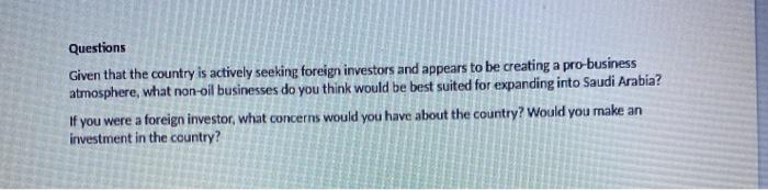 Questions Given that the country is actively