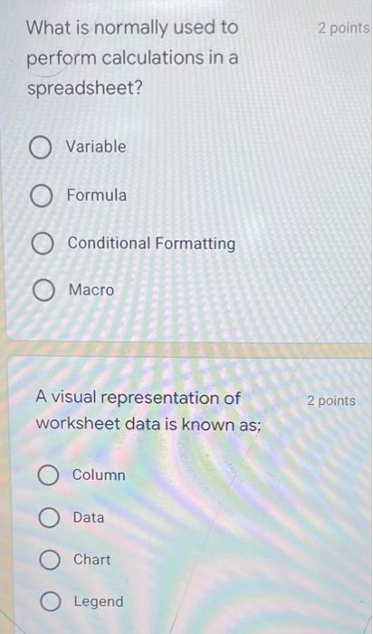 2 points The function that lets you add up a