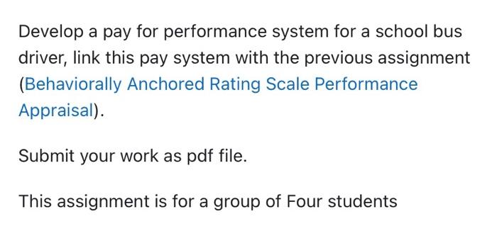 Develop a pay for performance system for a school