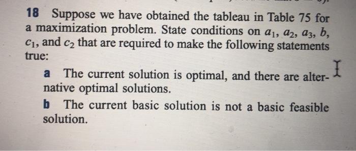 18 Suppose we have obtained the tableau in Table