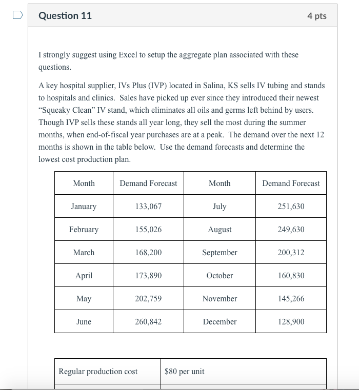 Please use excel to solve and show formulas