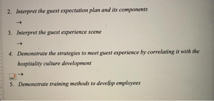 2. Interpret the guest expectation plan and its