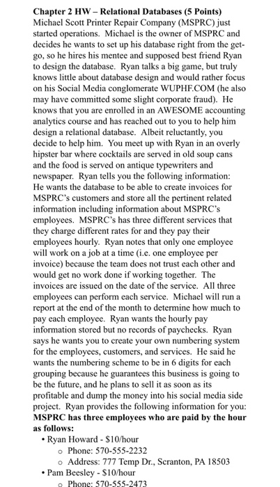 Chapter 2 HW - Relational Databases (5 Points)