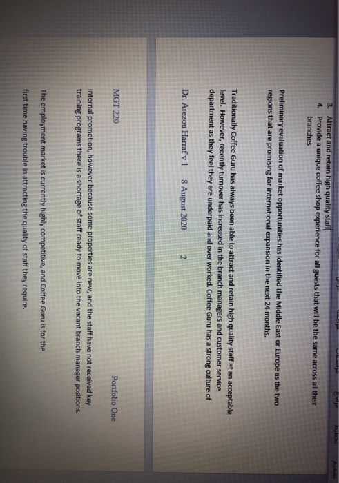 mgt 220 portfolio Scenario1: Please answer the