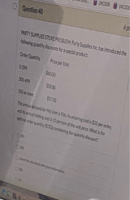 UNCSOS D Question 40 UNCSDE 6.pl PARTY SUPPLIES