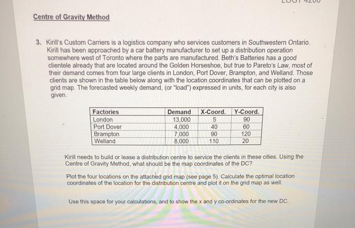 logistics, please answer fast Centre of Gravity