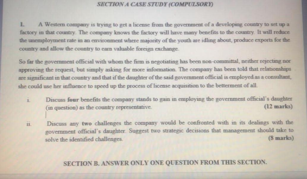 SECTION A CASE STUDY (COMPULSORY) L A Western