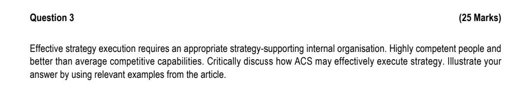 Question 3 (25 Marks) Effective strategy