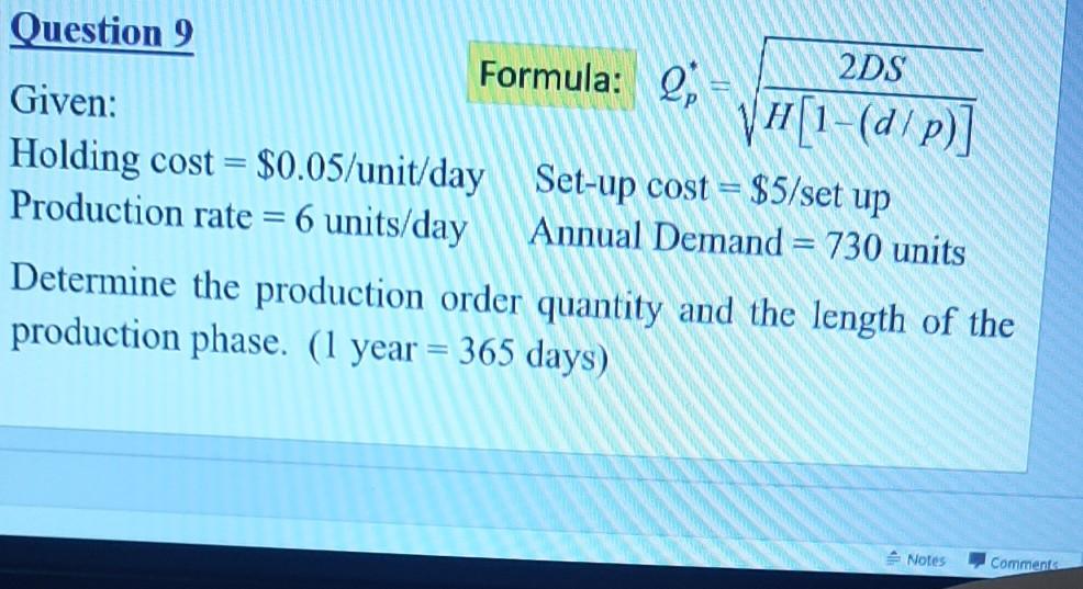 answer as soo as possible Question 9 2DS Formula: