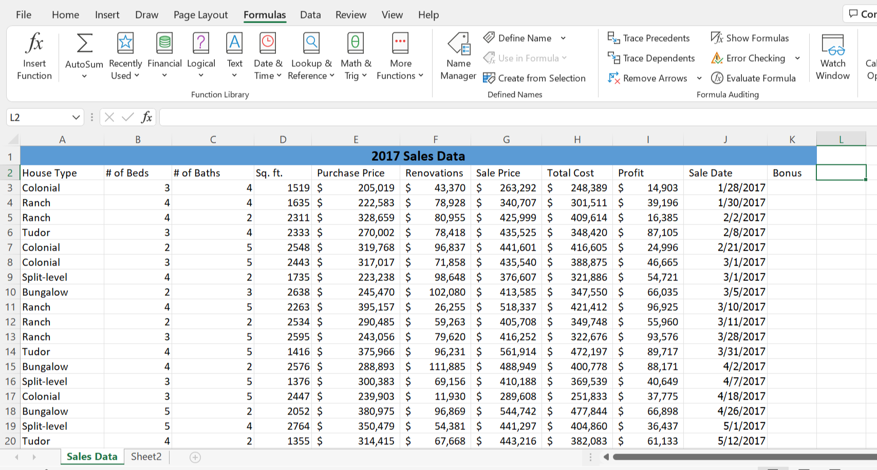 House Type Analysis You will analyze each house