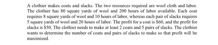 How to use Excel Solver to solve this? A clothier