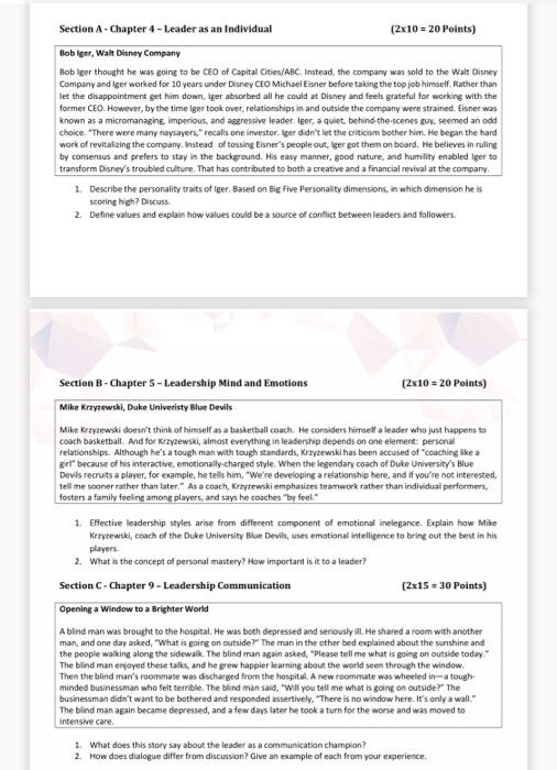 Section A- Chapter 4 - Leader as an Individual