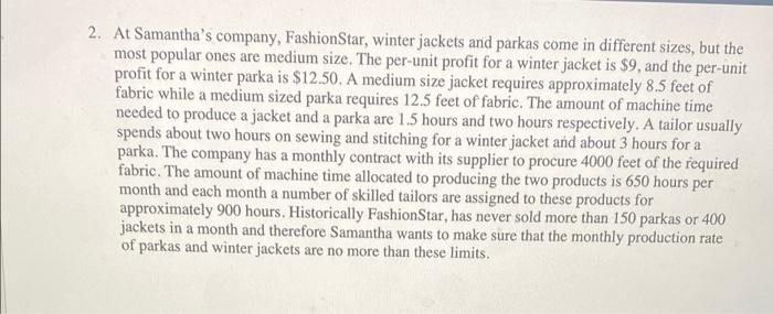 Please help. Thank you :) 2. At Samantha's