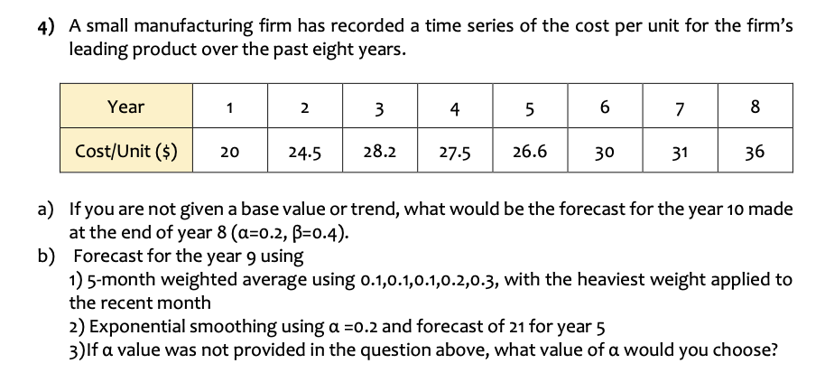 Please write the formulas in Excel and show the