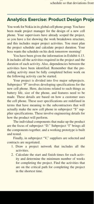 schedule so that deviations from Analytics