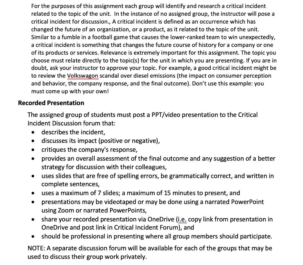 For the purposes of this assignment each group