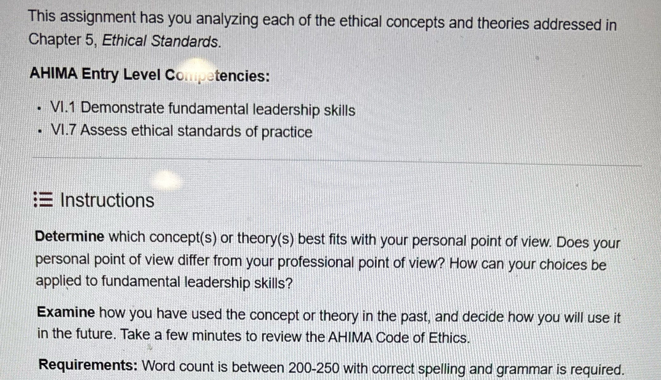 This assignment has you analyzing each of the