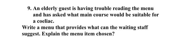 An elderly guest is having trouble reading the