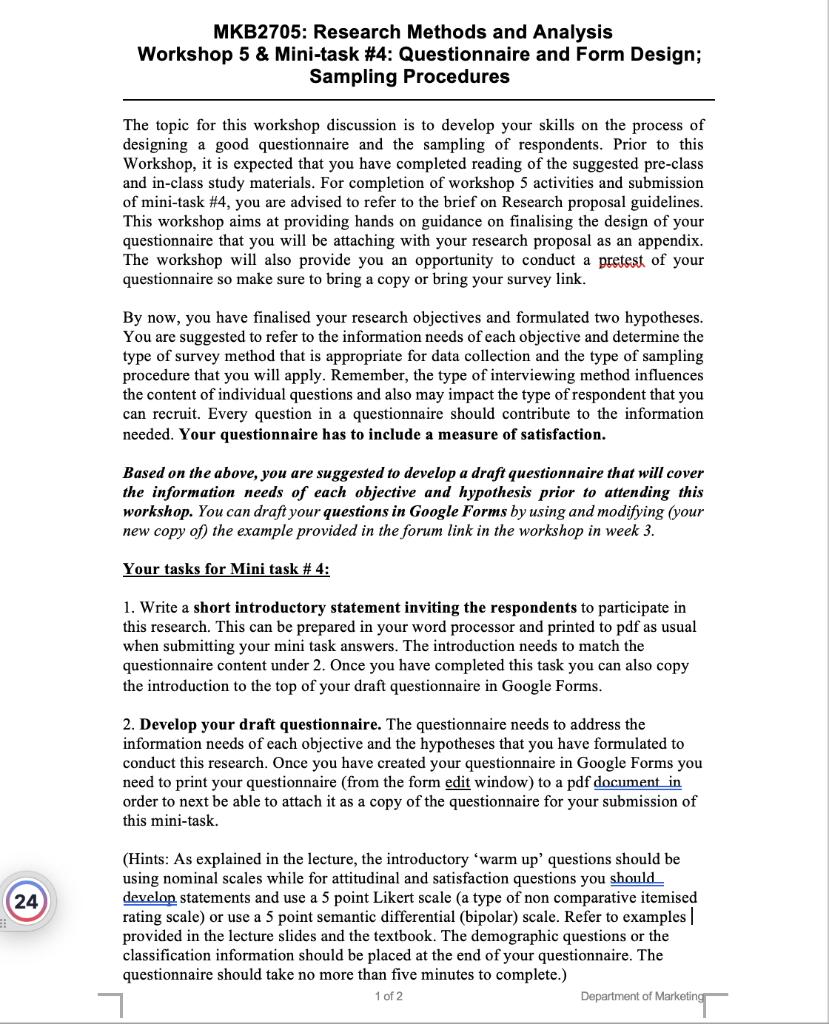 MKB2705: Research Methods and Analysis Workshop 5