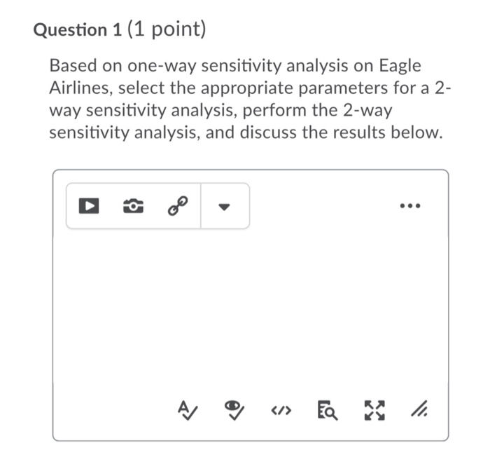 Question 1 (1 point) Based on one-way sensitivity
