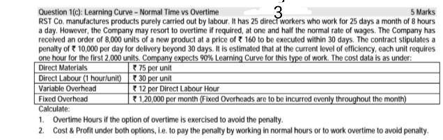 ji Question 1(c): Learning Curve - Normal Time vs