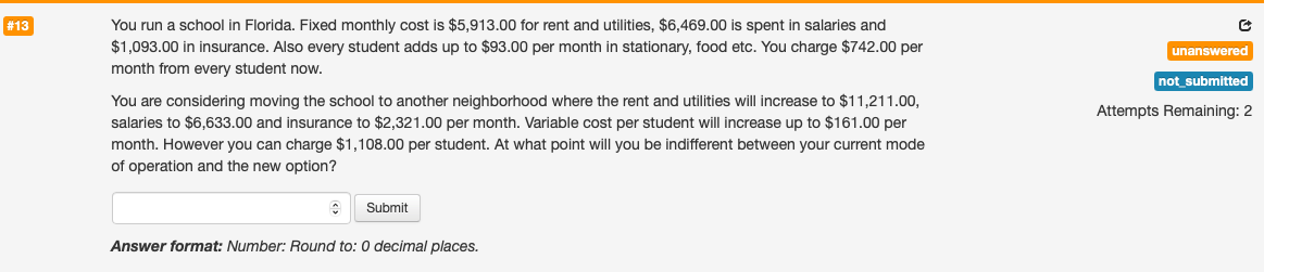 #13 unanswered not submitted You run a school in