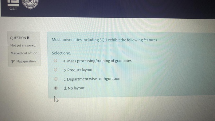 CET QUESTION 6 Most universities including SQU