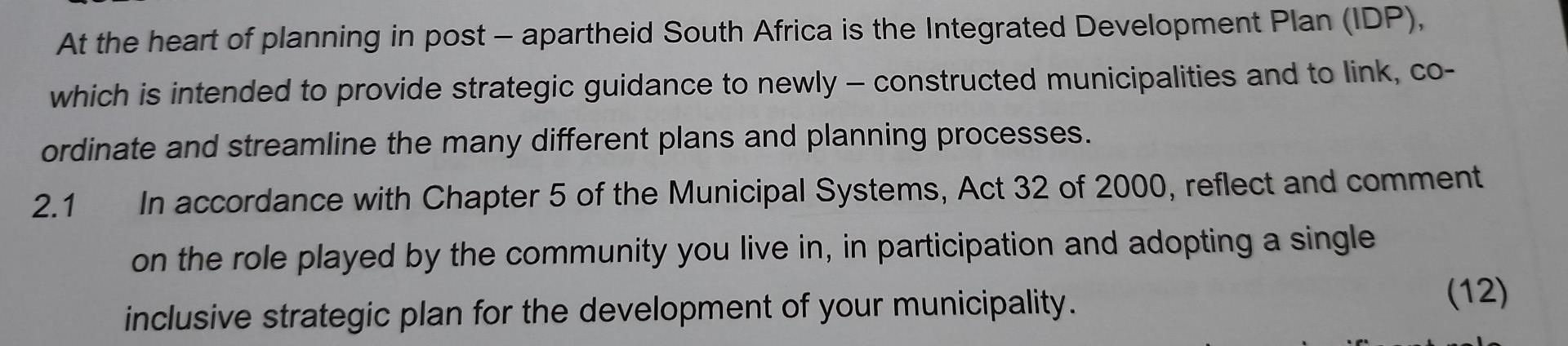 At the heart of planning in post-apartheid South