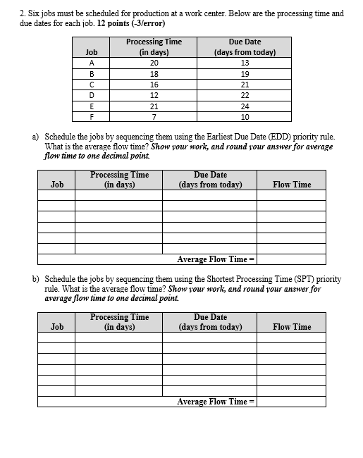 please show all work done to get an answer. 2.