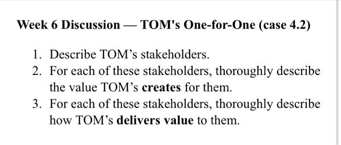 answer 1-3 Week 6 Discussion - TOM's One-for-One