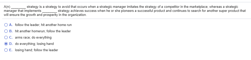 A(n) strategy is a strategy to avoid that occurs