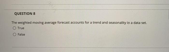 inventory forecast analytic QUESTION 8 The