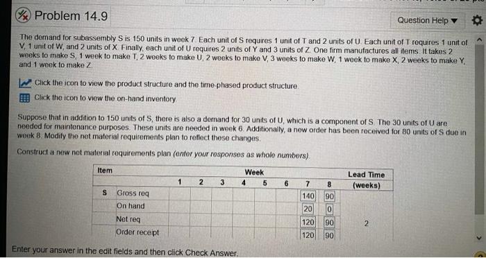 need for items s-z pls. Problem 14.9 Question