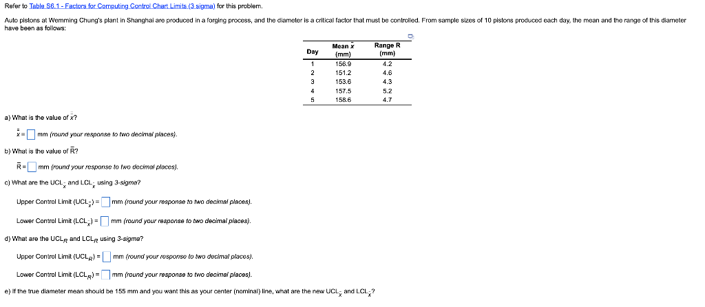 Refer to Table 56.1 - Factors for Computing