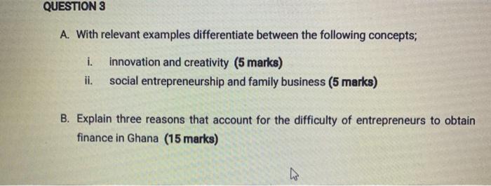 QUESTION 3 A. With relevant examples