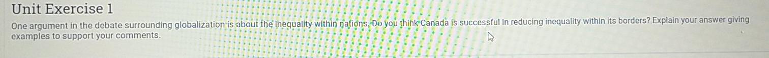 Unit Exercise 1 One argument in the debate