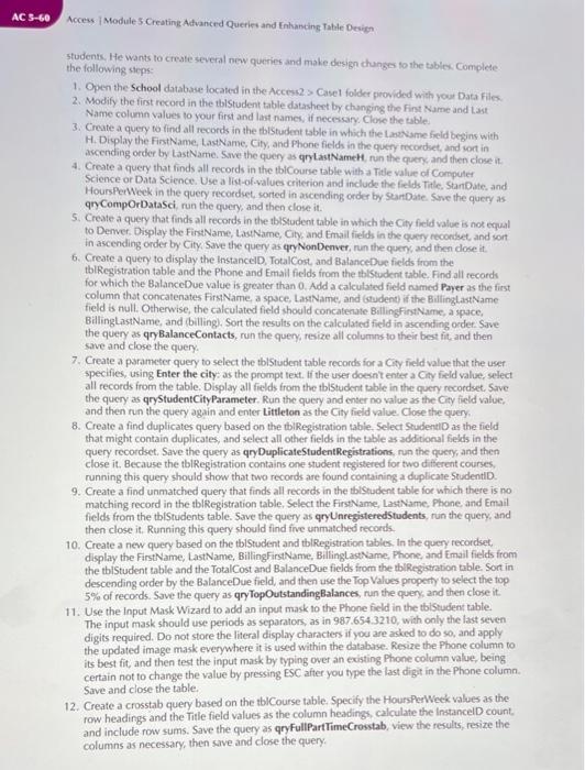 Case Problem 1 Data File needed for this Case